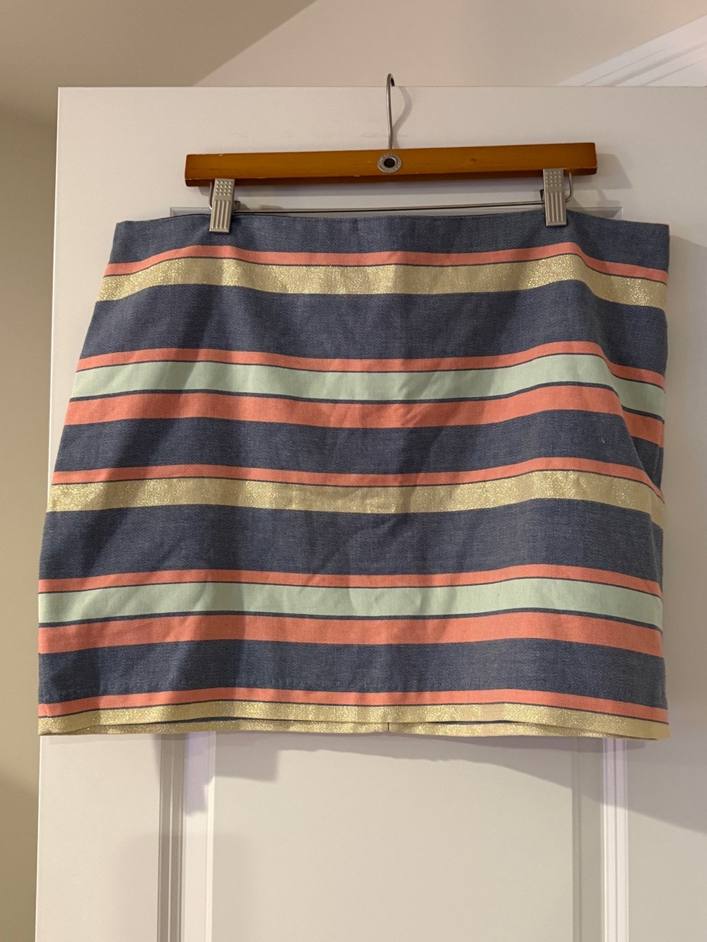 GAP Striped Mini Skirt in Navy, Coral, Mint & Gold